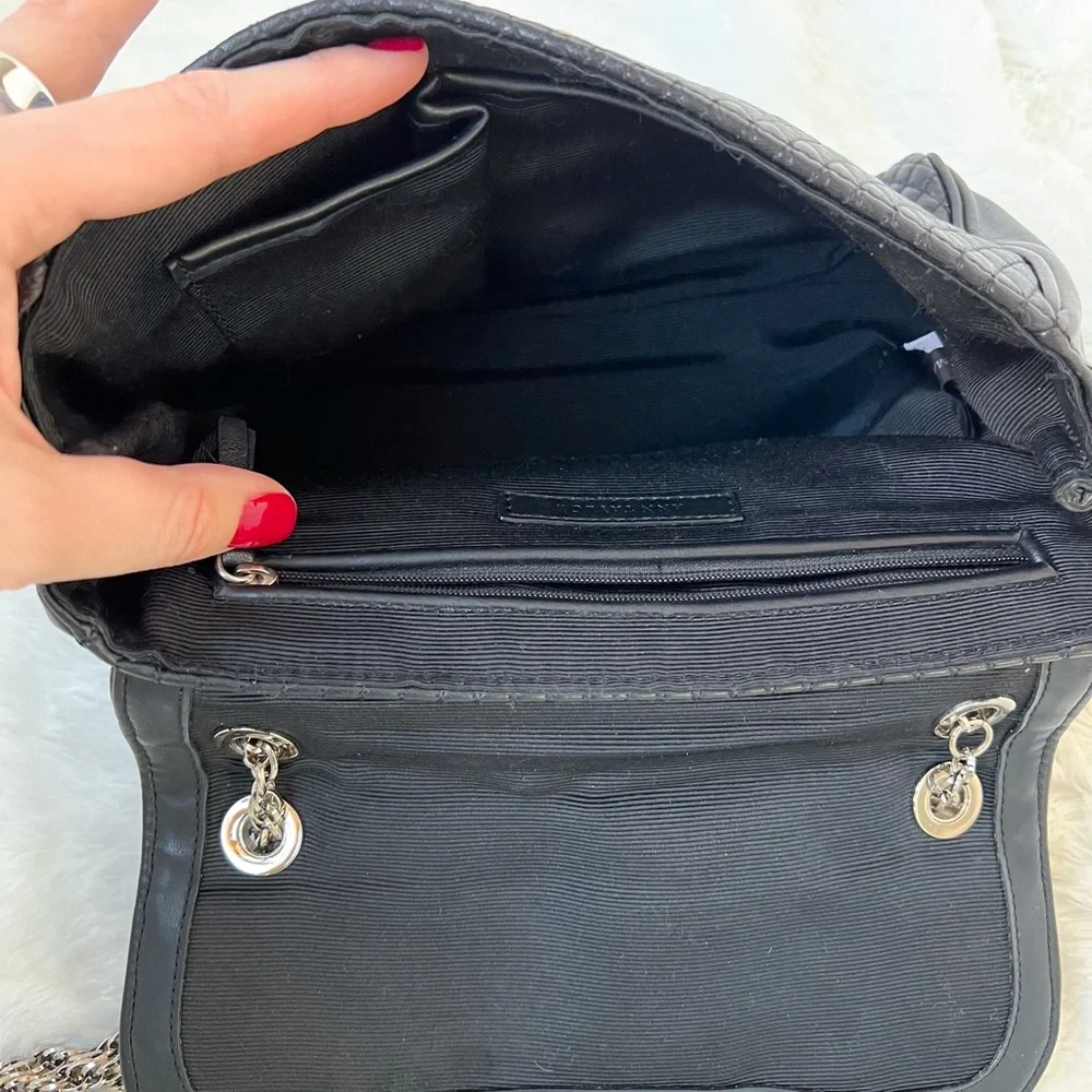 Ann Taylor Genuine Leather Quilted Flap Shoulder Handbag Black Chain Strap - Picture 17 of 17